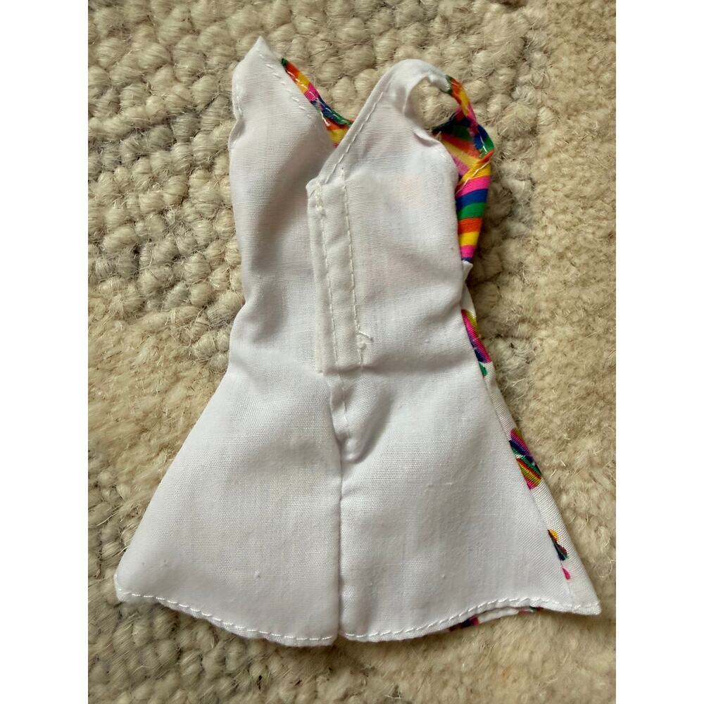 Vintage Y2K Barbie Rainbow Stripe Floral Dress Doll Clothes Mattel Fashion - Picture 2 of 2